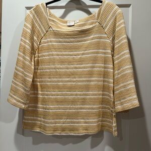 Anthropologie Mustard and White Striped Long Sleeve Top